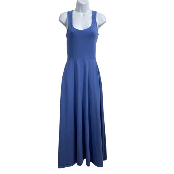 Pact Dress XS Blue Fit Flare Organic Pockets Cross Back Shelf Bra Coastal Casual - Picture 1 of 10